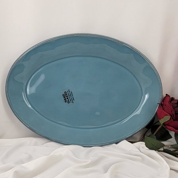 RACHAEL RAY Cucina Agave Blue  Oval Platter - Picture 1 of 3